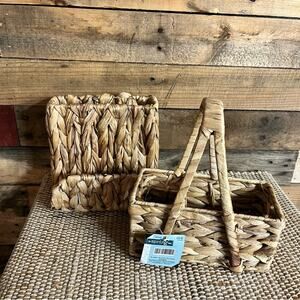 Hobby Lobby Lot of 2‎ Wicker Utensil/Napkin Holders